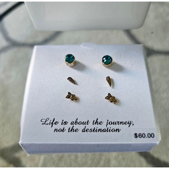 Khols Swarovski Stud Earrings Set Wings Owl New - Picture 2 of 4